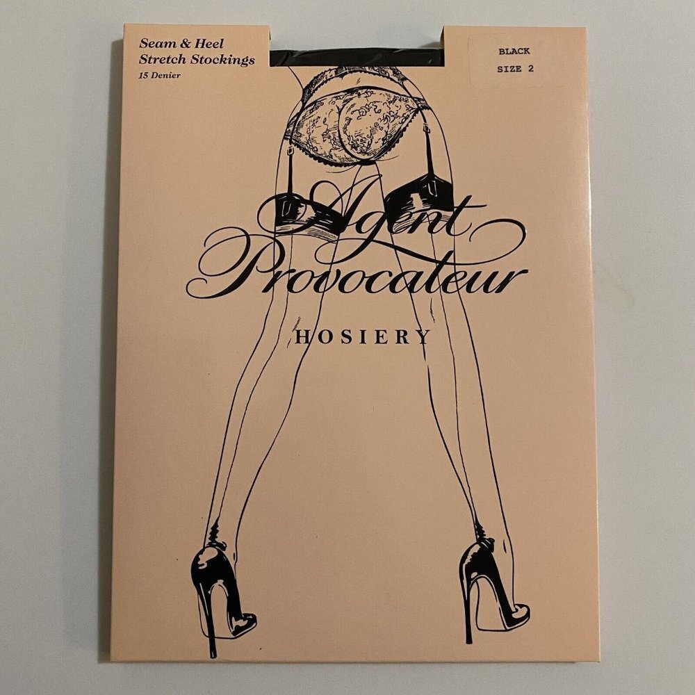 Agent Provocateur Seam & Heel Black Stockings Size 2 NEW (Made in France)